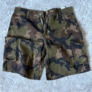SHEIN Green and Brown Camouflage Cargo Shorts